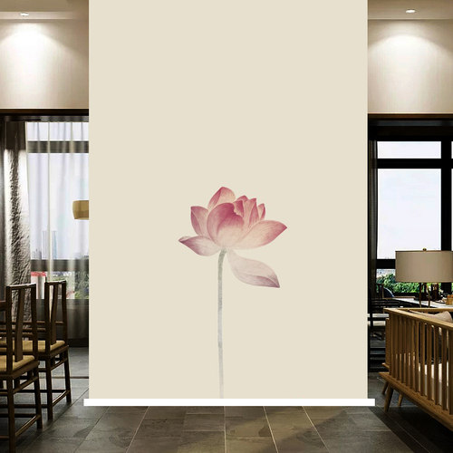 新中式印花卷帘禅意山水荷花水墨画办公室客厅隔断茶室书房窗帘