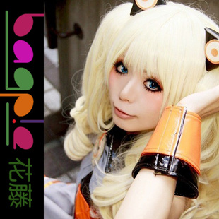 Vocaloid3 SeeU cos假发 淡金色短发+双卷马尾 高温丝假发