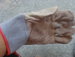 牛皮电焊手套短款绒皮劳保手套 防护手焊工手套皮手套翻绒加厚