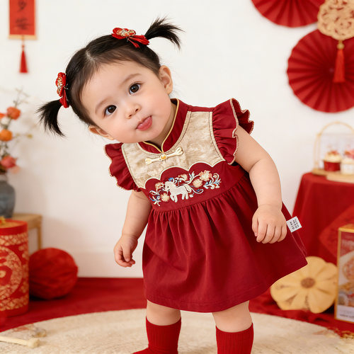 女宝周岁礼服夏季抓周连衣裙可爱