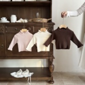 木耳领韩版 婴幼儿毛衣打底衫 秋冬装 纯色百搭女宝宝针织上衣内搭A