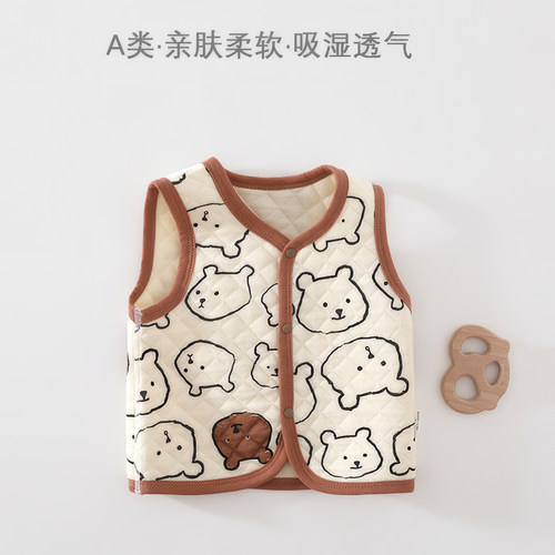 婴儿小熊韩版百搭可爱马甲秋冬装