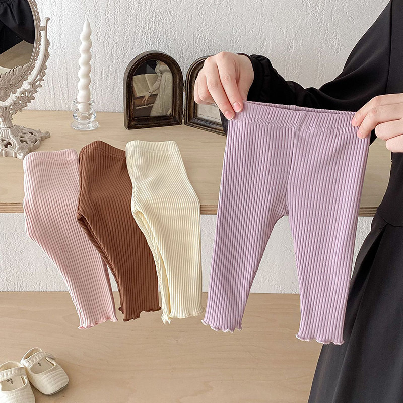 婴儿裤子春秋洋气时尚木耳边弹力纯色女童长裤韩版外穿宝宝打底裤,童装/婴儿装/亲子装,裤子,淘宝优惠券,粉丝福利购,淘宝优惠卷