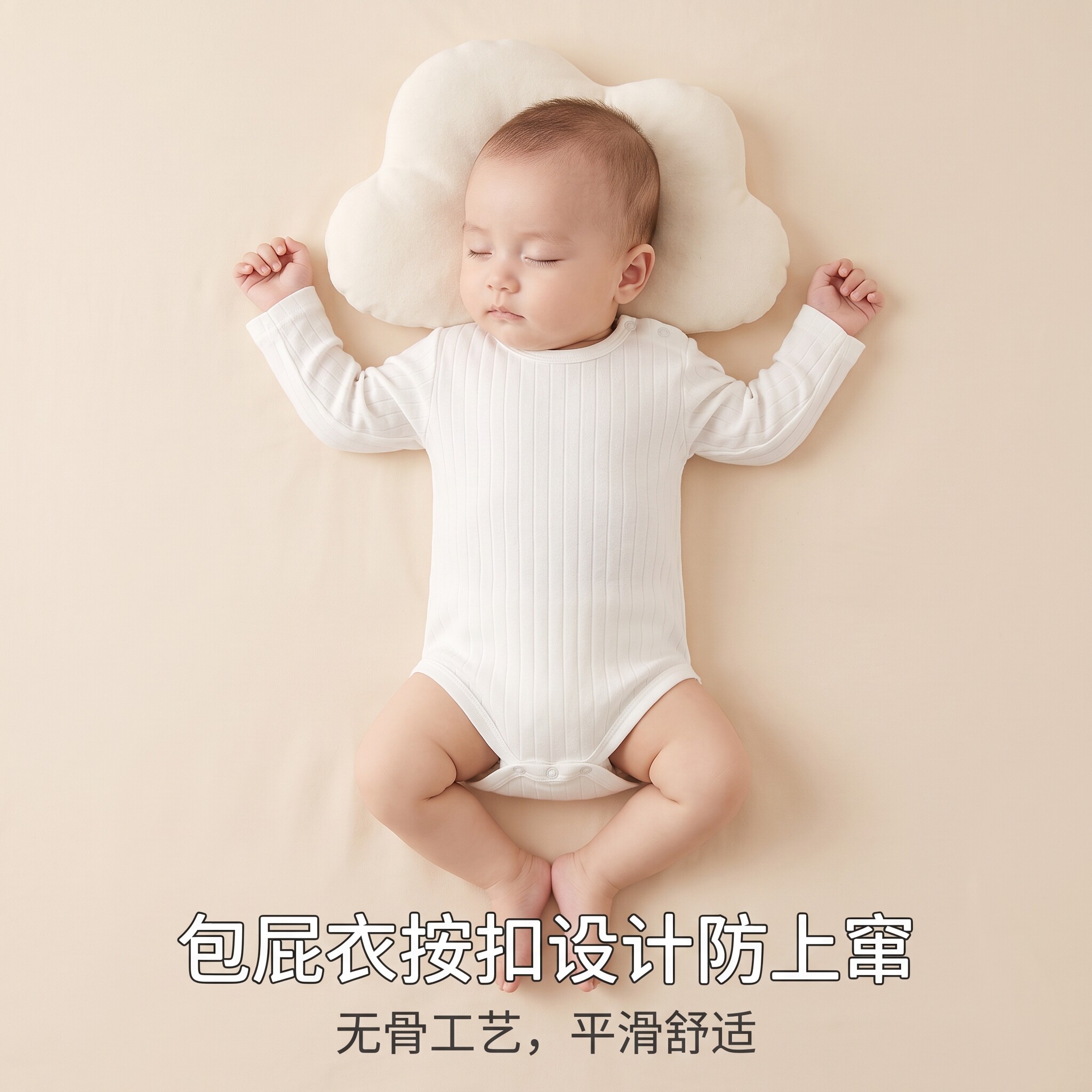 百菲林纯棉长袖包屁衣新生儿男女宝宝套头连体衣春秋冬保暖爬服