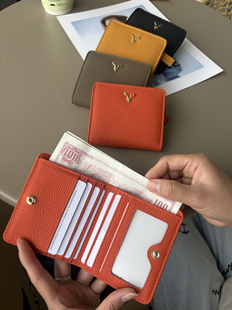 新款日韩女士短款钱包真皮时尚头层牛皮多卡位卡包零钱包