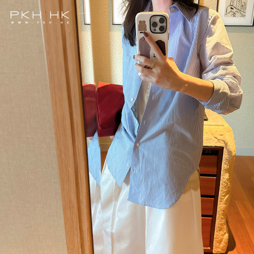 PKH.HK特 秋新INS博主人手一件不费力时髦敲好搭正肩条纹时髦衬衣