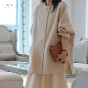 PKH.HK特 冬BI入温柔气质轻熟中长双面羊毛呢大衣外套
