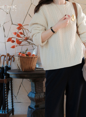 PKH.HK特冬季敲暖氛围 美利奴羊毛实穿厚实不臃肿绞花宽松大毛衣