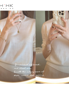 PKH.HK特 BI备100%细柔羊毛扬子纱薄感圆领基础万能针织