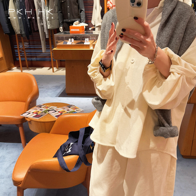 PKH.HK特 日常不费力松弛造型宽松两穿灯笼袖舒适质感衬衣