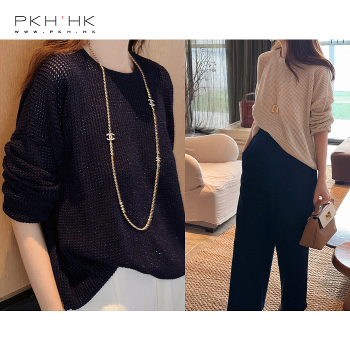 PKH.HK 特 新品 种草BI入 柔美闪光金丝可单穿时髦镂空针织