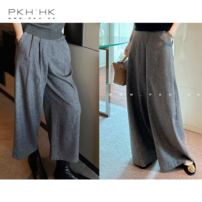 PKH.HK 特 冬新品私服日常两个长度时髦御寒羊毛斜纹呢时装阔腿裤