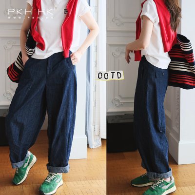 PKH.HK特夏季私服日常休闲穿搭经典时髦立体裤管可卷边牛仔裤薄款