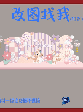 BBY185.迪士尼玲娜贝儿主题20宝宝宴生日派对迎宾牌设计素材ps