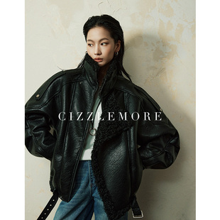 皮毛外套女 皮毛一体立领夹克廓形羊腿袖 CIZZLEMORE 摩登高阶时尚
