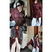 衬衫 CIZZLEMORE 暗纹丝光绒感小众外套慵懒风宽松设计感廓形时尚