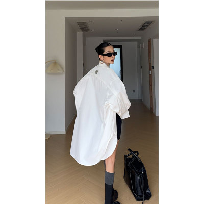 CIZZLEMORE 纸片人oversize中性显瘦男友风超大版棉质长袖衬衫女