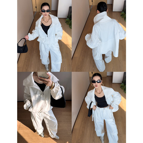 CIZZLEMORE 白色轻户外冲锋衣夹克外套工装阔腿伞兵裤子套装