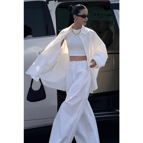 CIZZLEMORE 设计感防晒衬衫外套女白色长袖上衣薄款外搭宽松衬衣