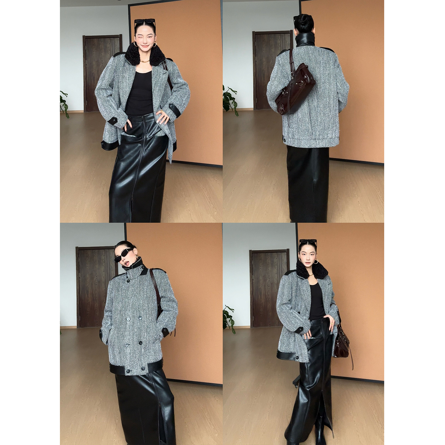 CIZZLEMORE【陪你过冬】加厚粗纺羊毛毛领设计感宽松百搭小香外套