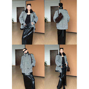 CIZZLEMORE 加厚粗纺羊毛毛领设计感宽松百搭小香外套 陪你过冬