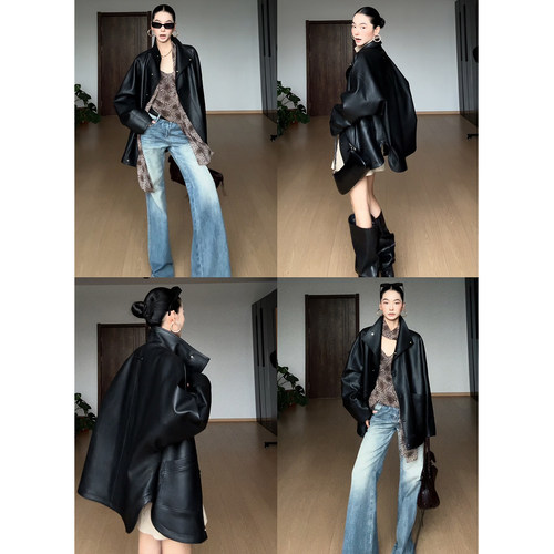 CIZZLEMORE【回响】秋时髦结构裁剪宽松立领落肩弧形下摆显瘦外套