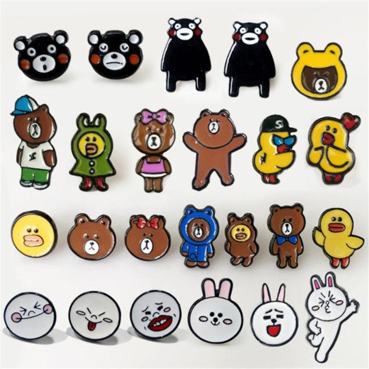 经典日本linetown表情漫画可妮兔咖啡熊布朗棕熊黑熊卡通烤漆耳钉