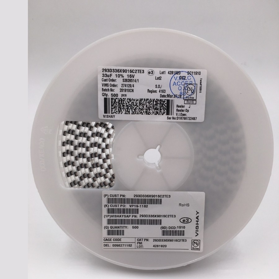 100UF 10V 6032-C型 10% VISHAY/威世钽电容 TR3C107K010C0200