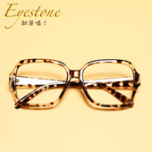 平镜女款 无镜片镜框豹纹大框眼镜方圆脸眼镜框素颜神器 无度数时尚