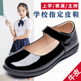 初中生小学生浅口黑色小皮鞋 日系jk少女大童校服配裙合唱表演出鞋