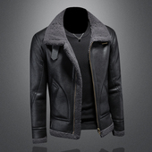 外套装 高级感羊羔毛皮毛一体男冬季 25新款 潮牌加绒加厚机车皮夹克