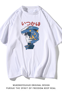白底 夏季新款潮牌ins全棉百搭情侣圆领短袖T恤 T1018 P25控38图片