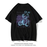 白底夏季新款简约时尚宽松全棉百搭短袖圆领T恤T97P25控38，男装T恤，电商A247-1