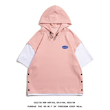 白底夏季潮牌时尚情侣百搭运动短袖连帽T恤套装TZ703P85控108，男装T恤，电商A247-1
