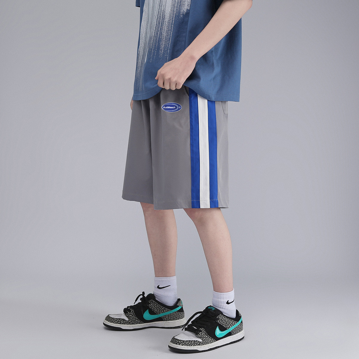 白底2023夏季新款短裤潮ins小印花休闲五分裤A111P35控48,男装休闲裤,电商A247-1