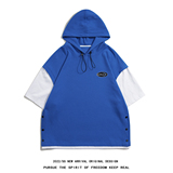 白底夏季潮牌时尚情侣百搭运动短袖连帽T恤套装TZ703P85控108，男装T恤，电商A247-1