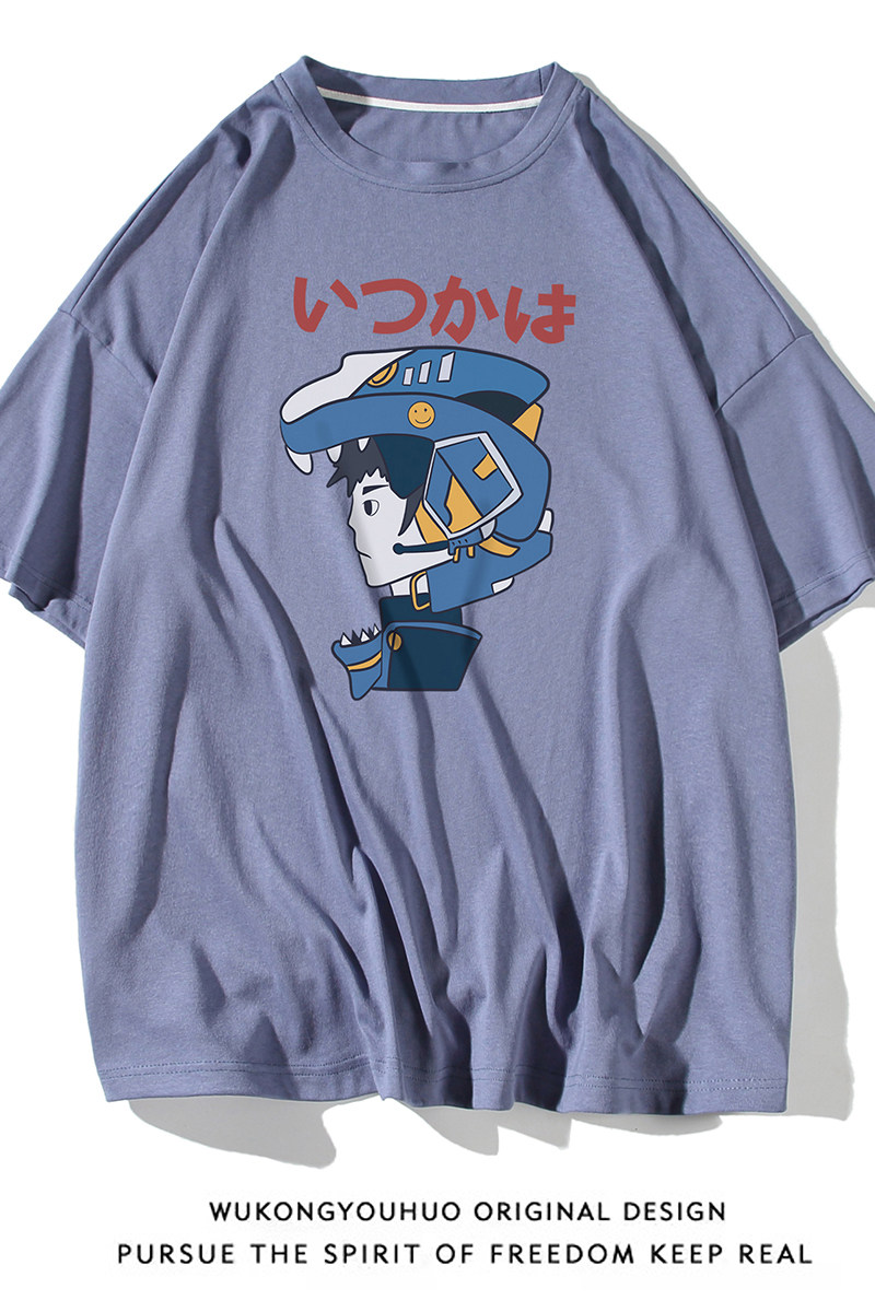 白底夏季新款潮牌ins全棉百搭情侣圆领短袖T恤T1018P25控38,男装T恤,电商A247-1