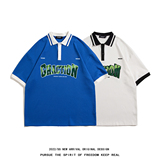 白底2024夏季潮时尚宽松全棉百搭短袖POLO衫T恤PL278P45控68，男装T恤，电商A247-1