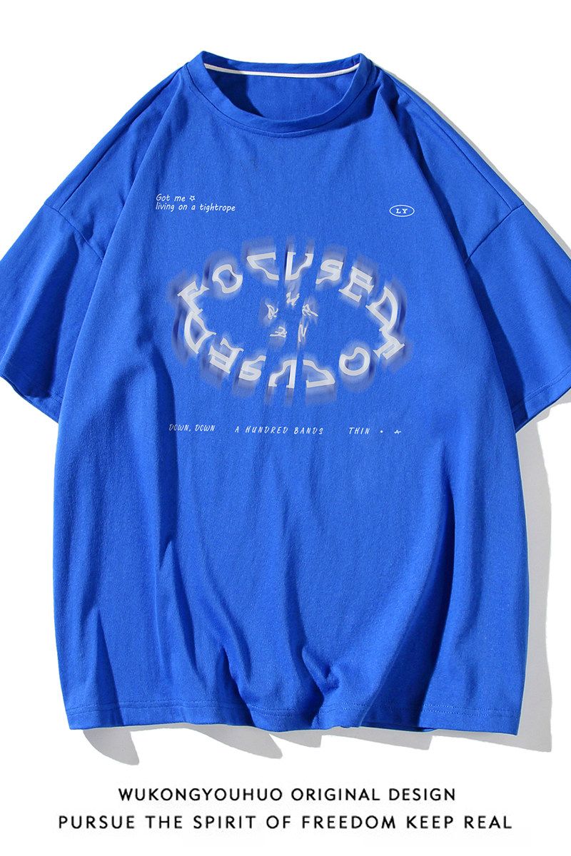 白底夏季新款青春时尚印花全棉百搭情侣短袖T恤T1016P25控38,男装T恤,电商A247-1