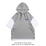 白底夏季潮牌时尚情侣百搭运动短袖连帽T恤套装TZ703P85控108，男装T恤，电商A247-1
