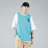 ！2024春季潮流个性印花全棉宽松假两件短袖T恤T500P35控48，男装T恤，电商A247-1