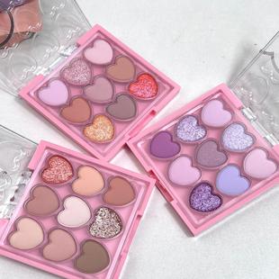 新品现货lovelycc爱心眼影盘九色果冻桃子眼部提亮彩妆盘韩国小众