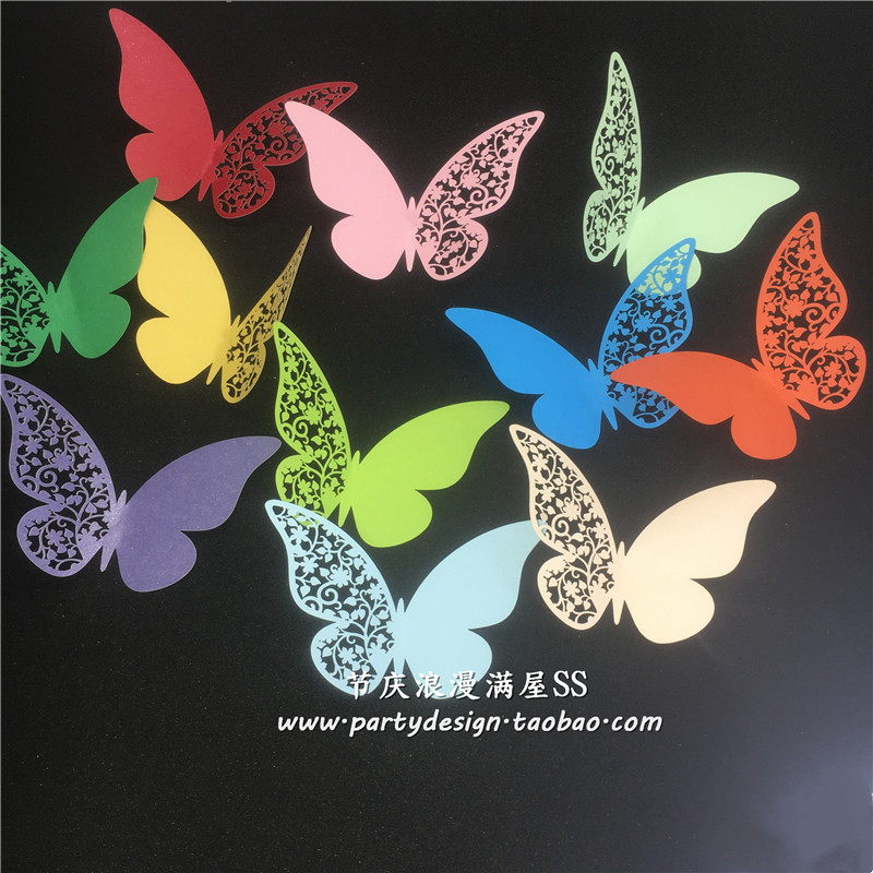 镂空立体书写蝴蝶墙贴许愿卡祝福心愿墙贴卡片婚房派对点缀装饰50