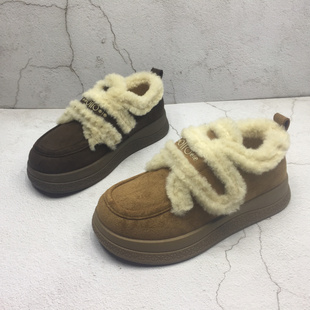 品牌撤柜2025冬季新款断码处理时尚女鞋休闲平底魔术贴棉里雪地靴