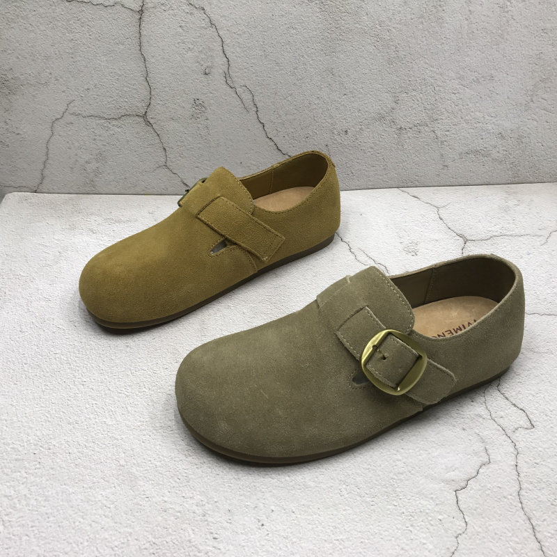 品牌撤柜2026春季新款断码处理真皮女鞋休闲日常搭扣平底圆头单鞋,女鞋,浅口单鞋,淘宝优惠券,粉丝福利购,淘宝优惠卷