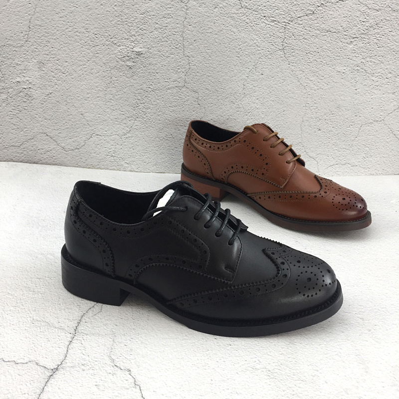 撤柜断码处理风平跟布洛克女鞋