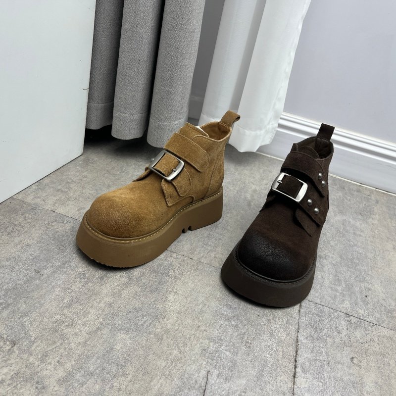 品牌撤柜2025秋季新款断码处理真皮女鞋英伦风搭扣平底短筒马丁靴,女鞋,马丁靴,淘宝优惠券,粉丝福利购,淘宝优惠卷