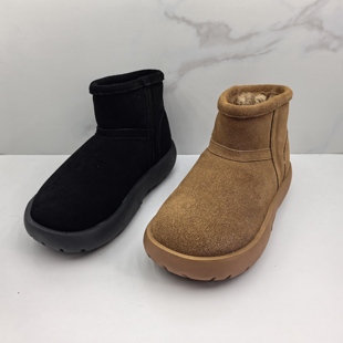 处理真皮女鞋 断码 厚底轻便舒适圆头雪地短靴 新款 品牌撤柜2024冬季