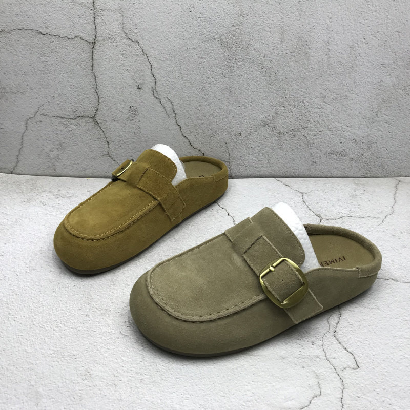 品牌撤柜2026春季新款断码处理真皮女鞋皮带扣包头休闲平底半拖鞋,女鞋,包头拖,淘宝优惠券,粉丝福利购,淘宝优惠卷