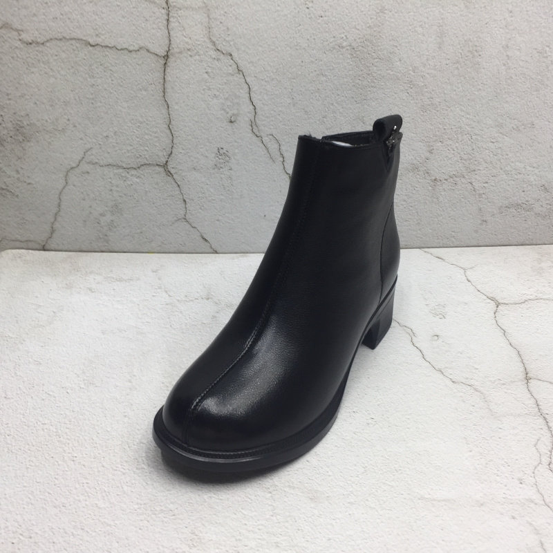 品牌撤柜2025冬季新款断码处理真皮女鞋平跟侧拉链时尚加绒短筒靴,女鞋,时装靴,淘宝优惠券,粉丝福利购,淘宝优惠卷